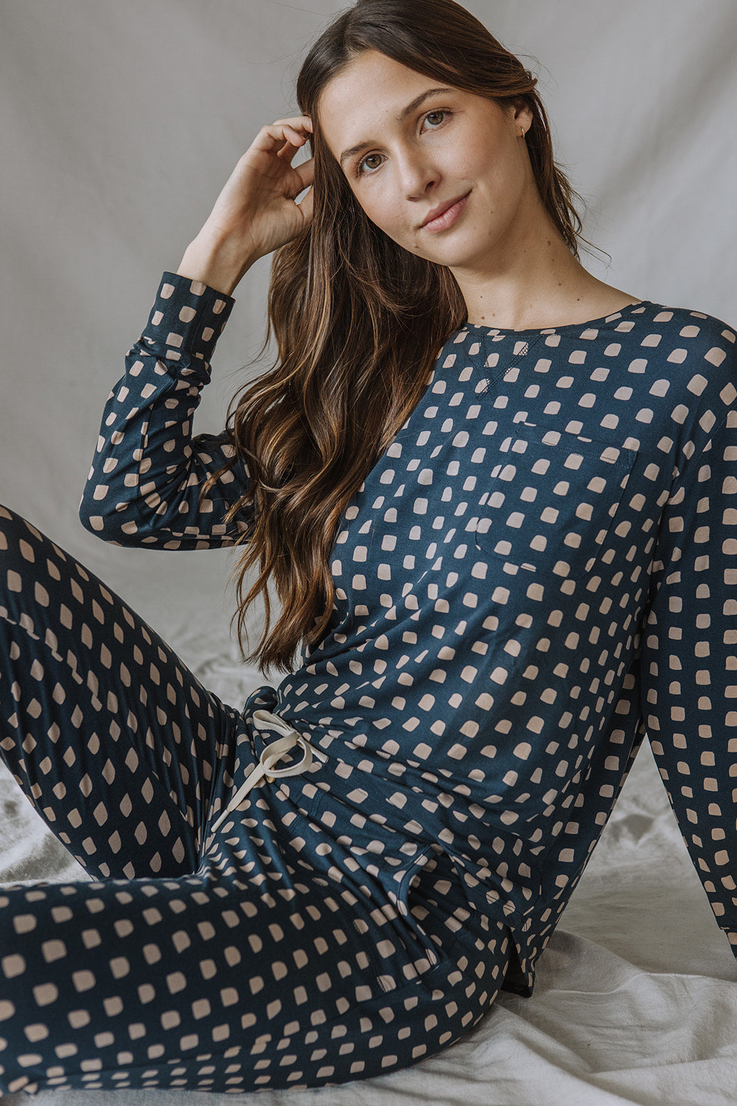 JAM PANTS SET | Midnight & Tan Dot Long Sleeve