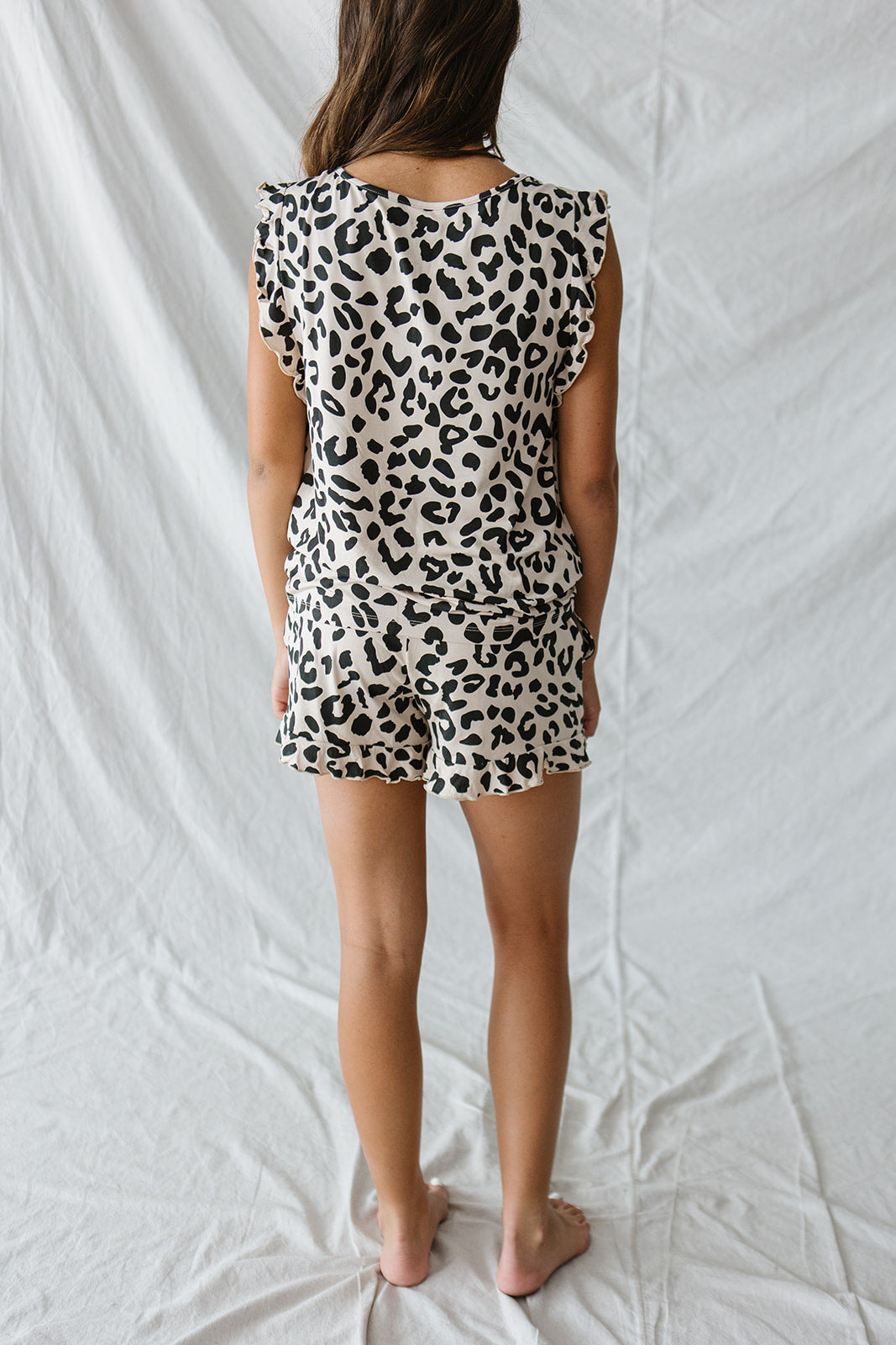 RUFFLE TANK SHORTS SET MODAL| Leopard Print