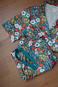 Satin Pajama Set | Verdant Garden Short Sleeve