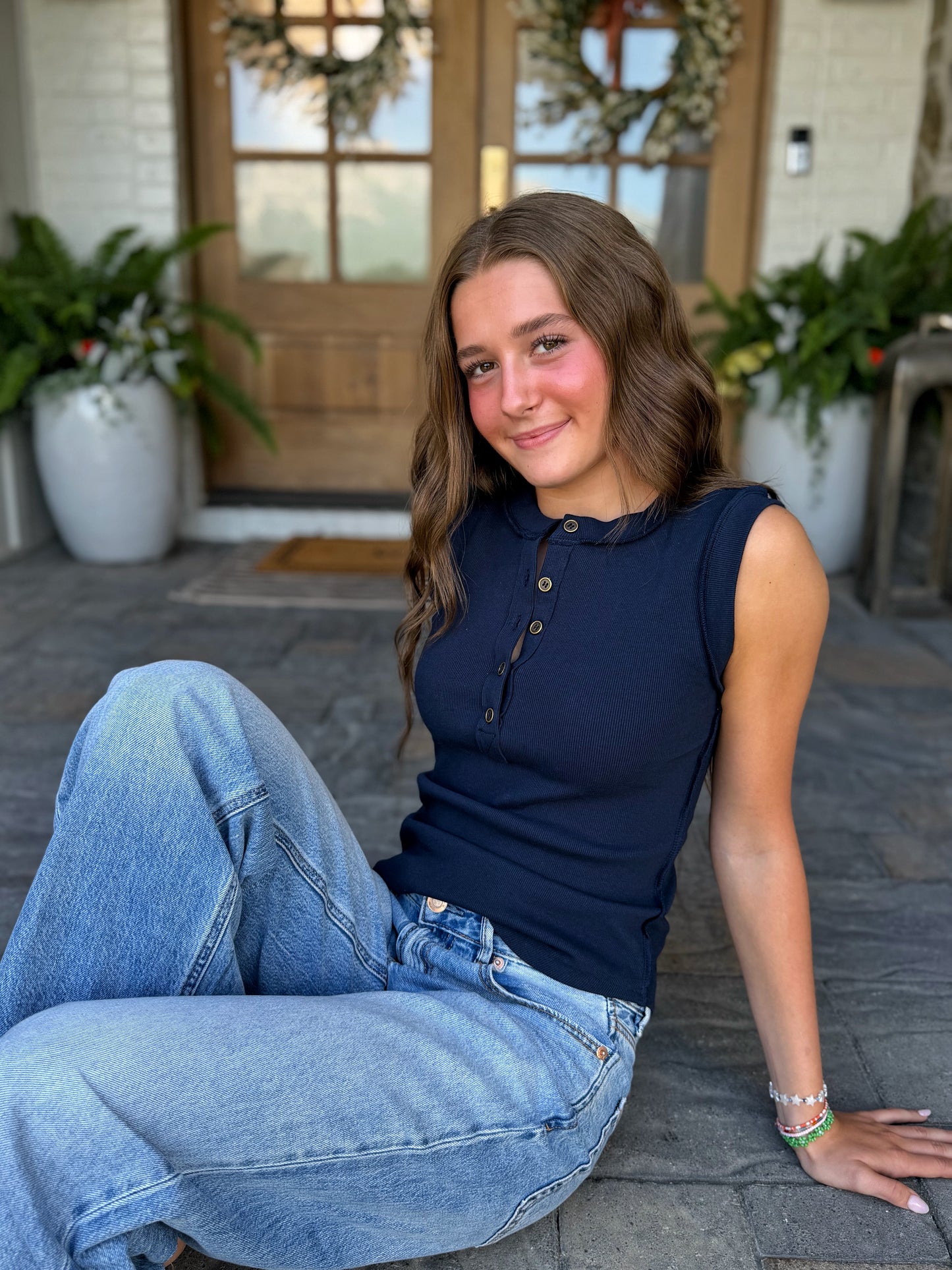 Ribbed Button Tank
