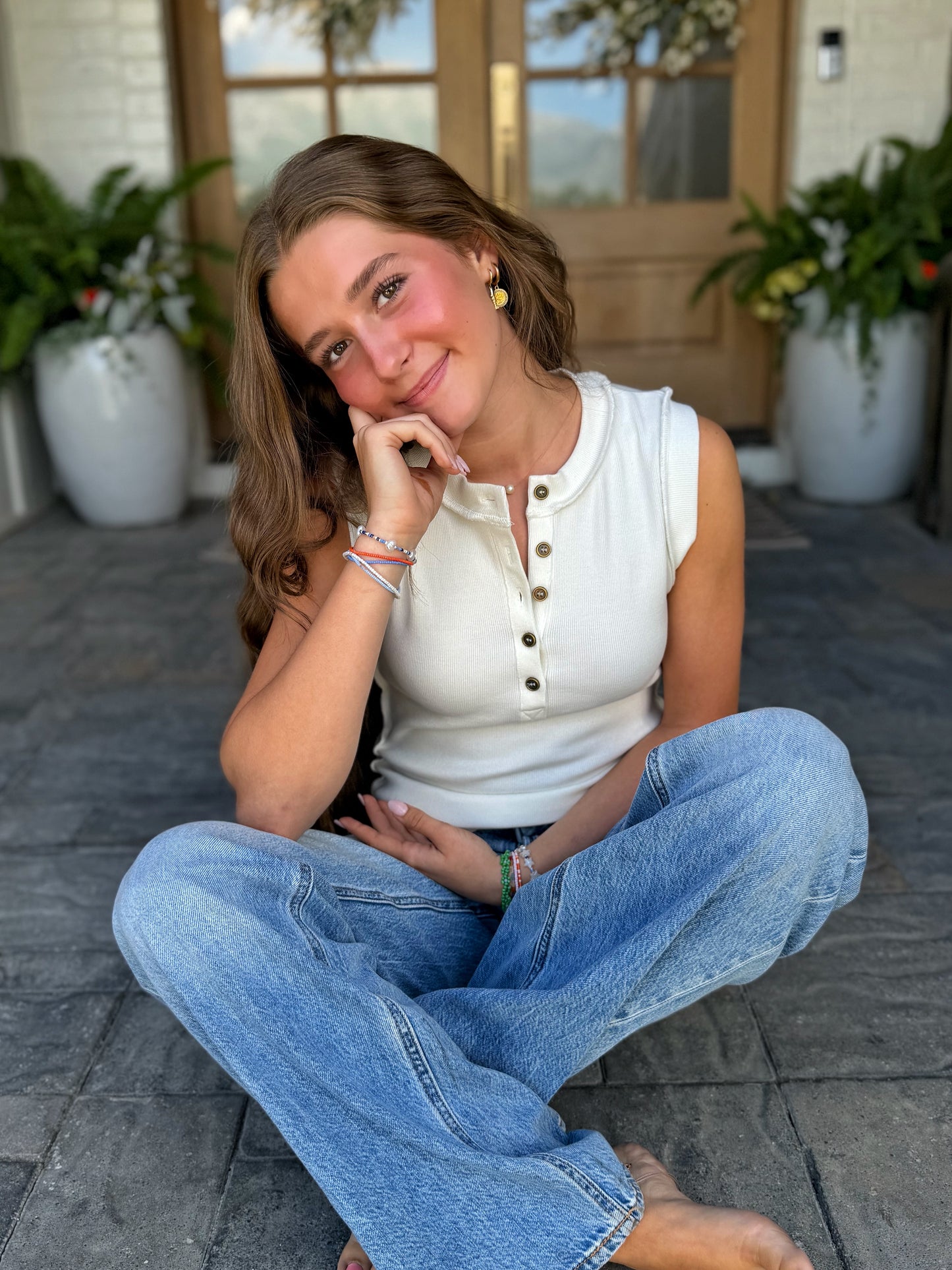 Ribbed Button Tank