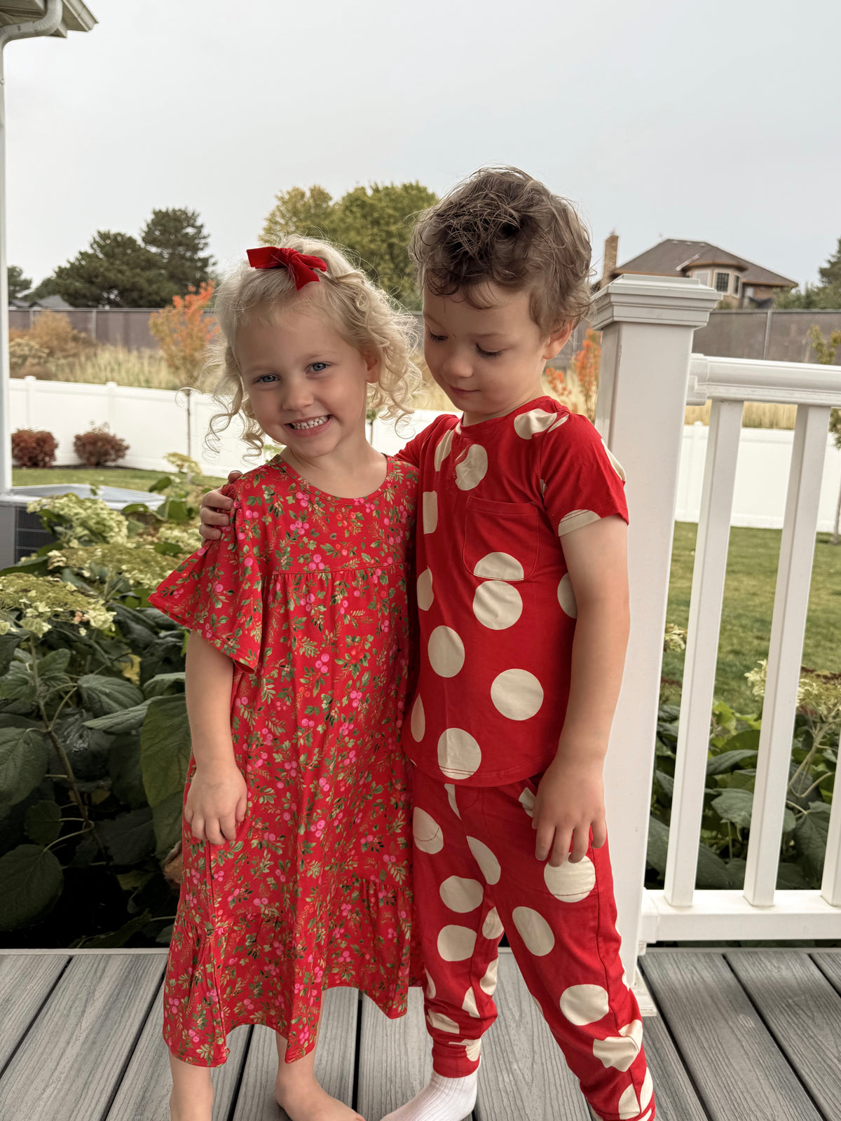 Little Lates Dress | Red Christmas Floral Berries