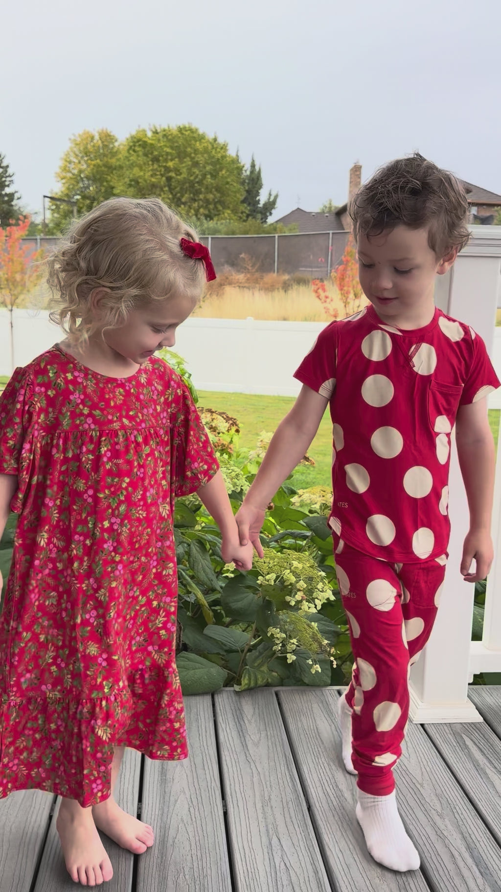 Little Lates Dress | Red Christmas Floral Berries