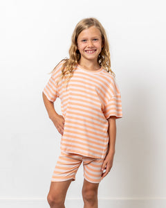 LITTLE LATES Ribbed Shorts Set | Pink/Orange