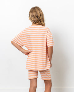 LITTLE LATES Ribbed Shorts Set | Pink/Orange