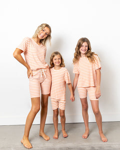 LITTLE LATES Ribbed Shorts Set | Pink/Orange