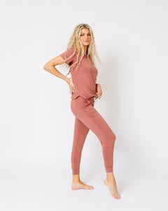 JAM PANTS SET | Old Rose Short Sleeve