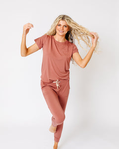 JAM PANTS SET | Old Rose Short Sleeve